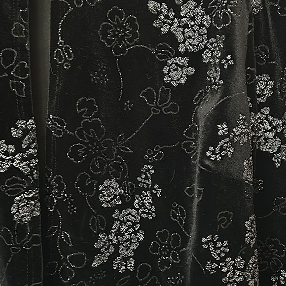 CDC Elegant Black Velvet Glittery Floral Long Sleeve Bolero Jacket Coat *Sz 12* - Picture 4 of 6